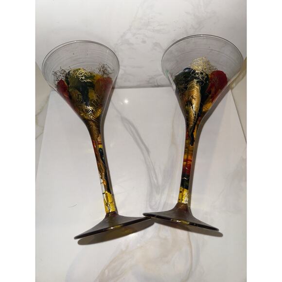 Monaco by Monarch Martini Glasses (2)Hand Painted Romania Crystal 7.25x3.25 - Picture 4 of 7
